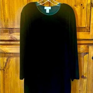 JJill Black Velvet Long Sleeve Holiday Dress, Size LP